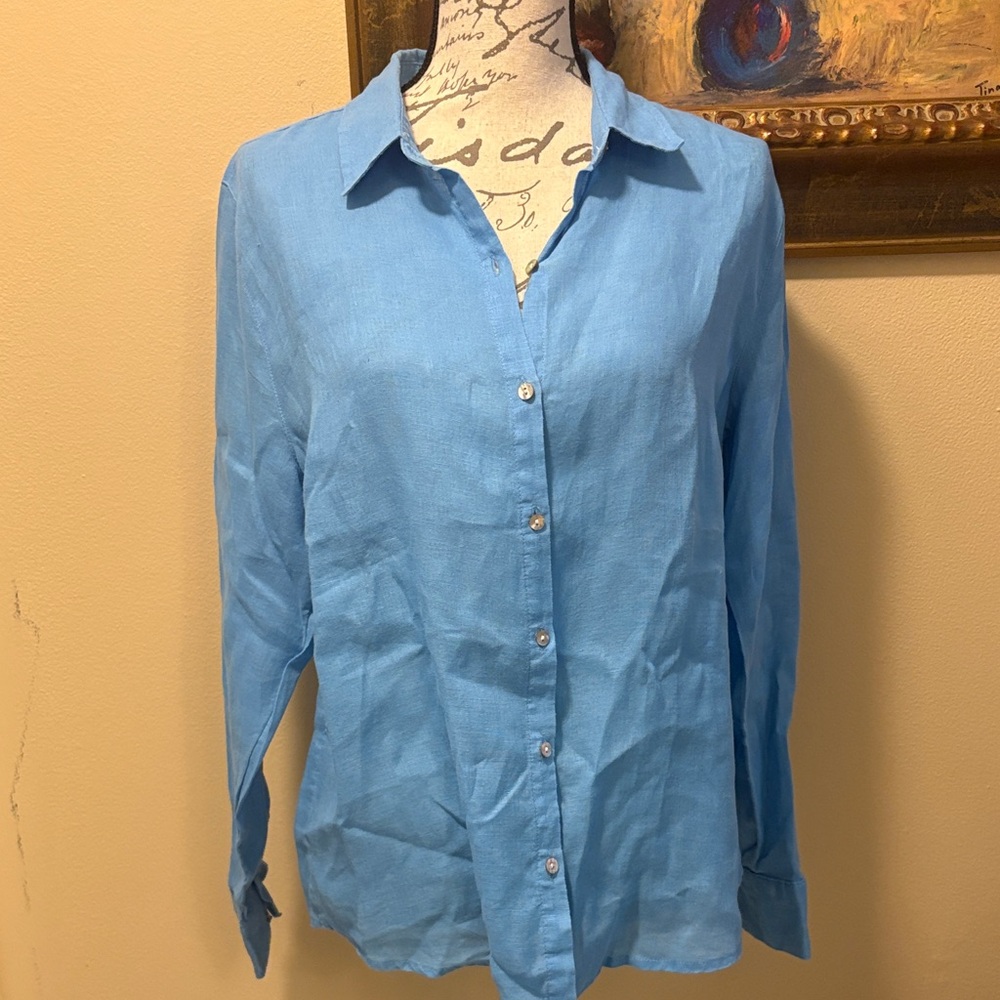 Joie Raw Linen Classic mop Button Down Long sleeve Shirt